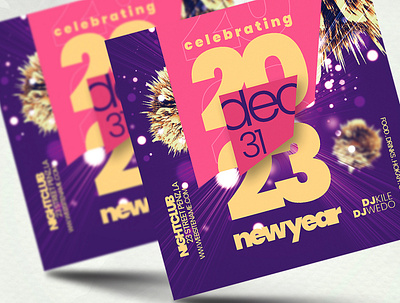 New Year Party Flyer Template advertisement club disco dj flyer dj party flyer graphic design invitation new year eve night club nightclub nye party party flyer photoshop poster print design template