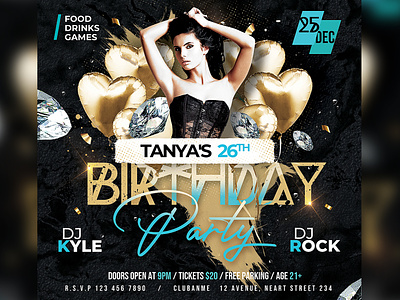 Birthday Bash Party Flyer Template PSD