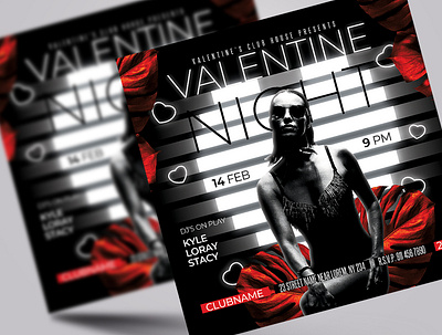 Valentine's Day Party Flyer Template club flyer download psd free download girls night graphic design instagram post love affair music nightclub flyer party flyer poster print template psd flyer saint valintines day social media banner st valentines day template valentines day