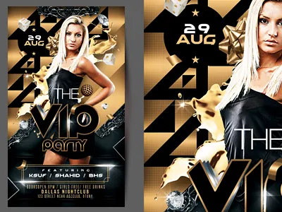 VIP Party Flyer bday bash birthday party flyer disco dj flyer fashion flyer golden flyer luxury nights nightclub flyer party flyer poster poster design vip party