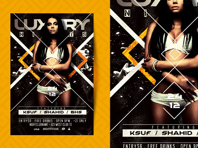 Luxury Nights Flyer bday bash birthday party flyer dj flyer fashion flyer golden flyer luxury nights nightclub flyer party flyer poster poster design royal nights vip party