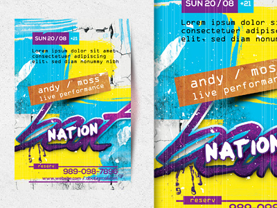 Beat Nation Flyer abstract art beat nation flyer concert dance flyer graffiti grunge hip hop flyer layout nightclub street music urban flyer