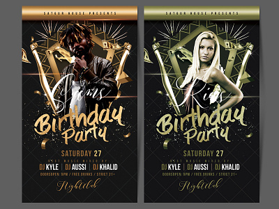 Birthday Party Flyer anniversary birthday party champagne chic dj night golden flyer hip hop layout nightclub poster