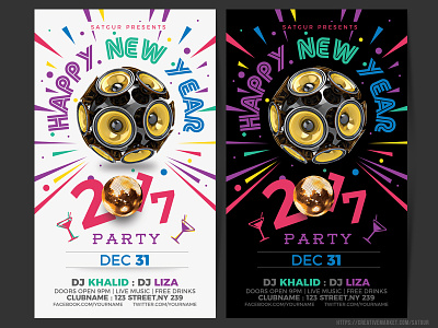 New Year Party Flyer birthday flyer colorful creative event flyer layout new year new year bash nye photoshop poster speakers template