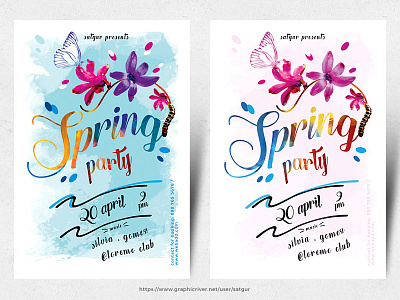 Spring Party Flyer dj mix dj night event layout music party flyer photoshop poster spring spring party template