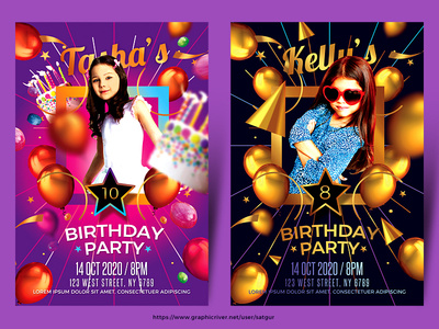 kids birthday party flyers by satgur design studio dribbble
