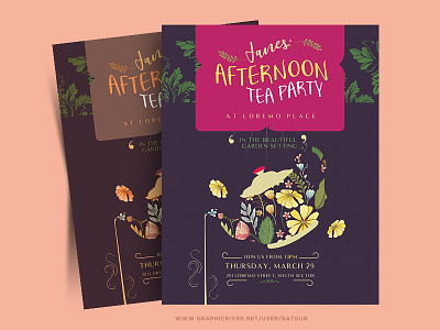 Afternoon Tea Party Flyer afternoon tea party creative flyer high tea invitation layout party photoshop print satgur template
