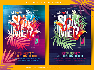 Summer Party Flyer beach event flyer graphic design music party pool party poster print summer summers template
