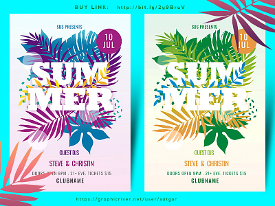 Summer Party Flyer beach event flyer graphic design music party pool party poster print summer summers template