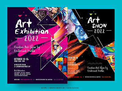 Art Show Event Flyer advertisement art show artistic auction contest creative exhibit design exhibition fuuristic museum painting pamphlet poster psd flyer template