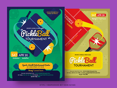 Pickleball Tournament Flyer a4 advertisement flyer game layout paddle game pickleball poster print design promotion satgur tournament youth