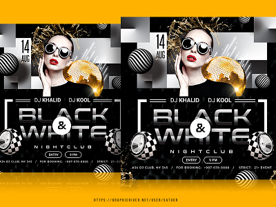Black And White Party Flyer advertisement all black birthday flyer black and white club flyer discoball dj flyer dj mix event flyer flyer ladies night flyer music flyer new year party nightclub nye flyer party flyer photoshop poster satgur template