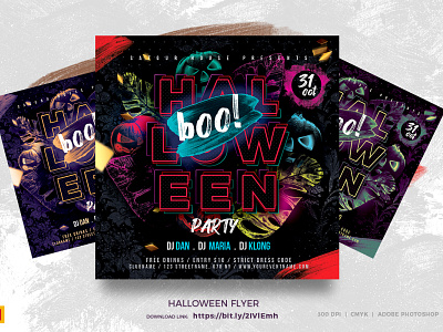 Halloween Party Flyer Template advertisement card design colorful hallowween creative flyer glow halloween halloween bash halloween carnival halloween design halloween flyer halloween poster invitation nightclub party flyer photoshop print design promotion psd flyer pumpkins scary halloween