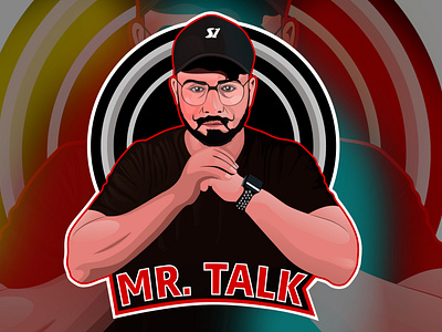 Cartoon Portrait with MR. TALK Youtube Channel logo for a client