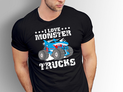 I love monster trucks i love illustration monster truck typography