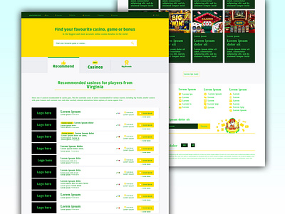 Web site design: home page for Casino graphic design home page design landing page design ui web design web template website design