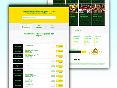 Web site design:  home page for Casino