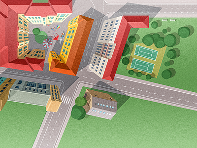 City illustration - Detail buildings city illustration map street texture town vector