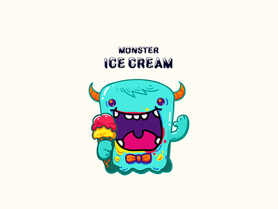 monster cartoon animation design flat icon logo minimal vector web website