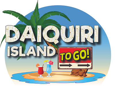 Daiquiri Island To Go-Logo design flat illustration logo vector