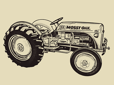 Vintage Tractor Illustration for Mossy Oak Camouflage illustration mossy oak pen and ink procreate sticker tractor vintage