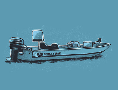 Vintage Jon Boat Illustration for Mossy Oak Camouflage boat illustration jon boat mossy oak pen and ink procreate sticker vintage