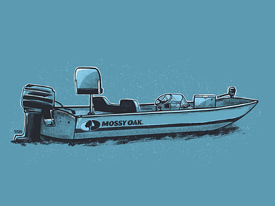 Vintage Jon Boat Illustration for Mossy Oak Camouflage