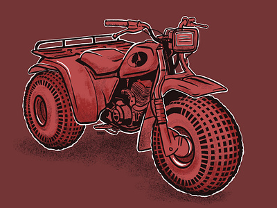 Vintage 3-Wheeler Illustration for Mossy Oak Camouflage atv illustration mossy oak pen and ink procreate sticker vintage