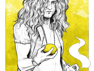 Robert Plant: Squeeze illustration led zeppelin lemon pen and ink portrait procreate robert plant squeeze vintage