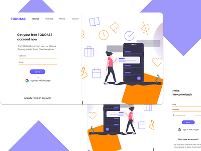 sign up and login android app design app design concept design figma inspiration login sign in signup todo app