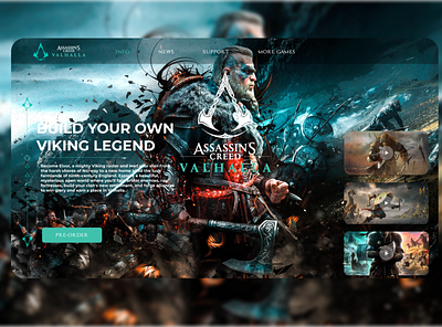 Assassin Creed Valhalla Web Design 2020 assassins creed design figma games icon landing page logo typogaphy ubisoft ui ux web web design website