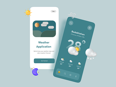 Weather App - Mobile Design 3d app concept icons ios minimal mobile mobile application rebound ui ui design ux ux design weather weather app weather application