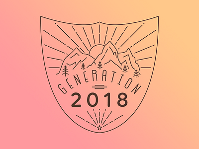 Generation 2018 2018 badge emblem generation gradient logo mountains pin stand sun whimsical