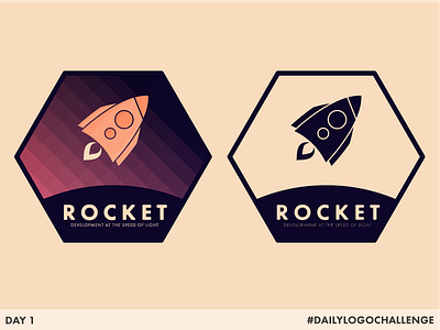 Rocket - Day 1 #DailyLogoChallenge badge dailylogochallenge illustration logo rocket ship space