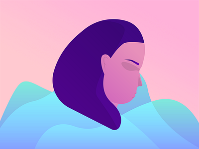 Sad Girl art gradient illustration shading