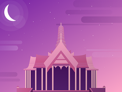 Illustration - Royal Thai Palace bangkok gradients illustration shading thai thailand