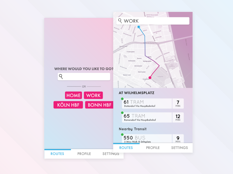 Transit App germany map transit prototype ui ux layout app