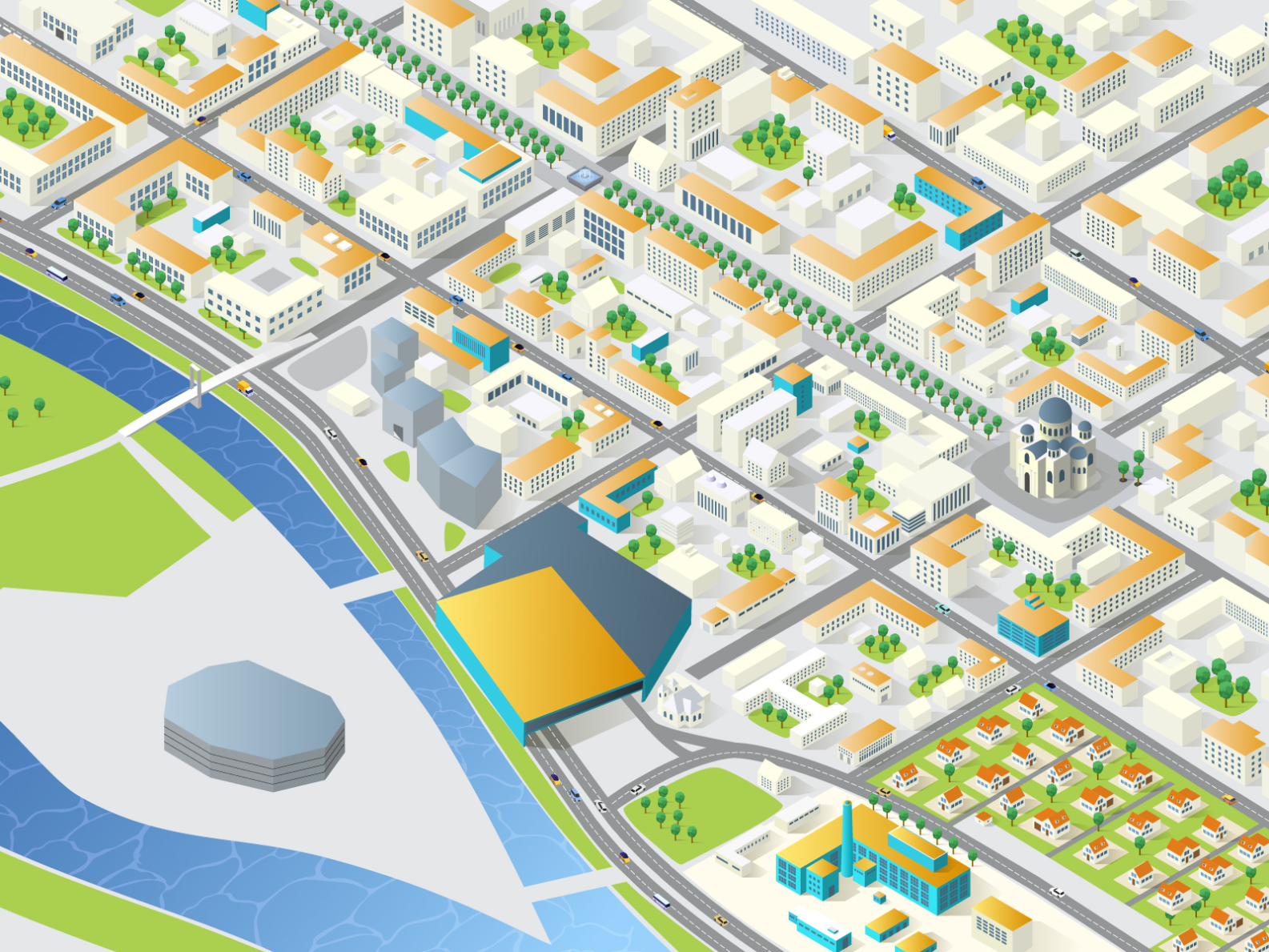 Kaunas city map in isometric by Viktorija Valužytė on Dribbble