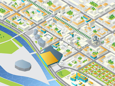 Kaunas city map in isometric animation app graphic design illiustration isometric vector