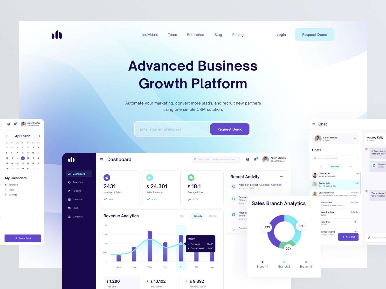 CRM Platform Landing Page By Fireart Studio On Dribbble