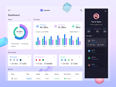 Mandor. Screen activity - Dashboard