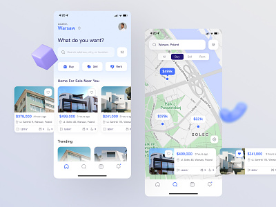 Home Listings iOs App cards design fireart fireart studio house ios listing map mobile rent ui ux