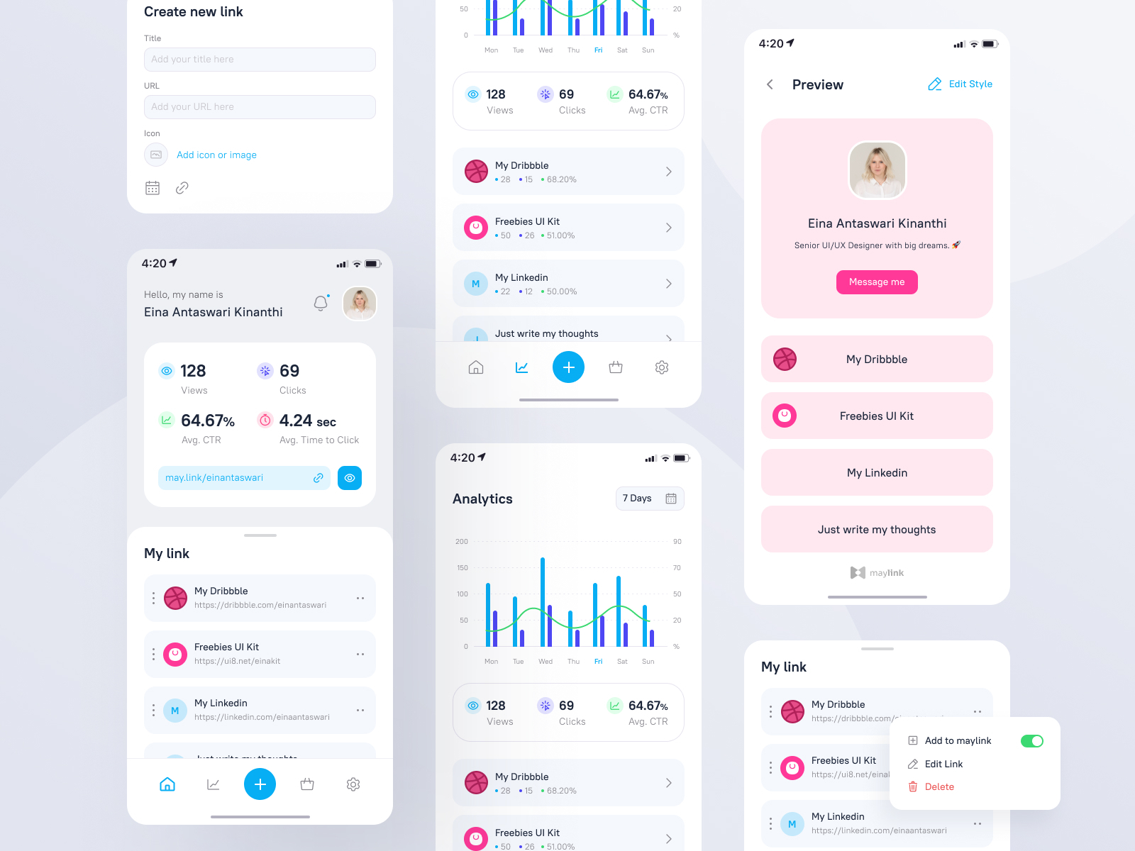 Bio Profile Link App by Fireart Studio on Dribbble