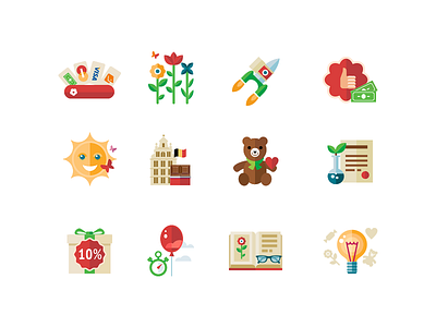Icon set for presents shop