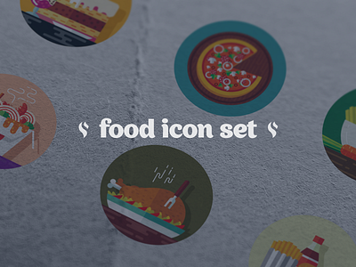 Food Icons set design fireart fireart studio flat icons interface