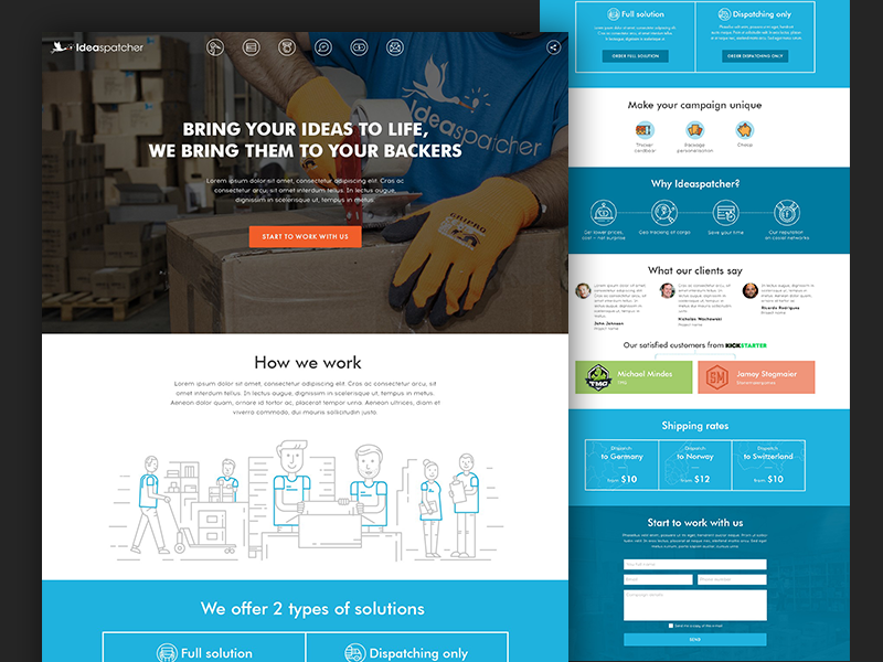 Ideaspatcher website cool design crowdfunding deliver fireart fireart studio flat shipping ui web web design