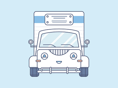 Smiling truck character cute falt fireart fireart studio mascot outline smile truck