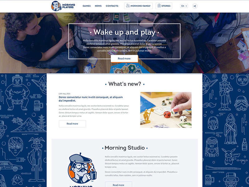 Morning Players website blue fireart fireart studio game studio landing morning players ui ux web design