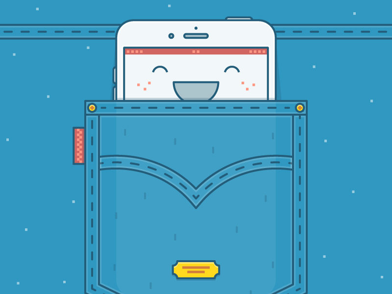 Pocket cute label iphone phone smile flat fireart studio fireart