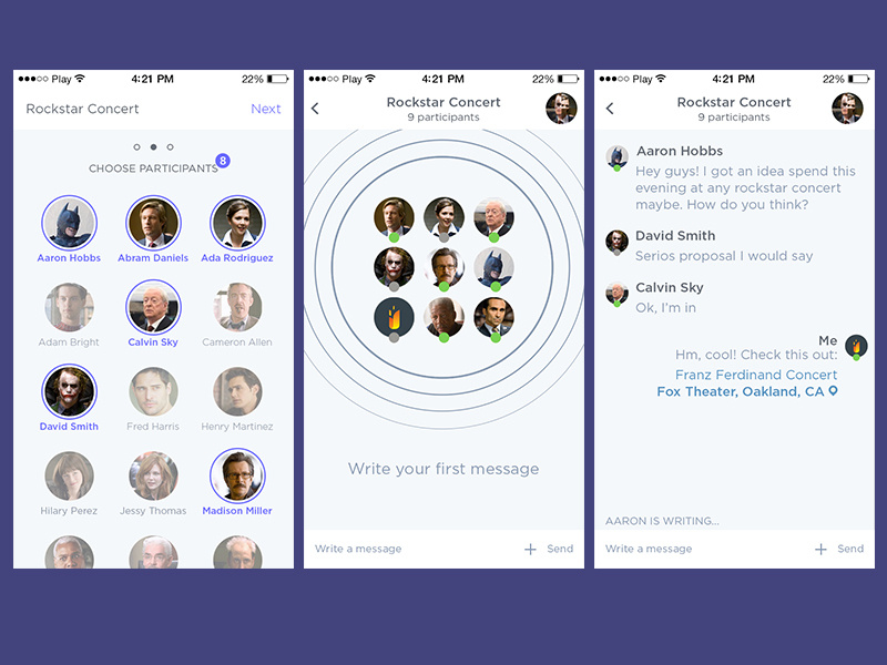 Group chat app by Fireart Studio on Dribbble